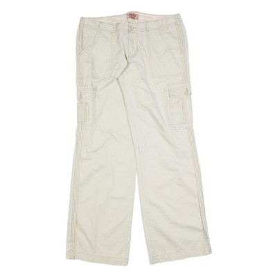 NO BOUNDARIES Damen Baumwollmischung Creme Relaxed Weite-Leg Cargo Hose W34 L32