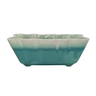 VINTAGE Coronet Hull USA Pottery Planter 208 Turquoise Blue White Drip Glaze MCM