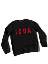Dsquared 2 ICON Men Black Sweatshirt Size S-M Made In Italy Luxury Style