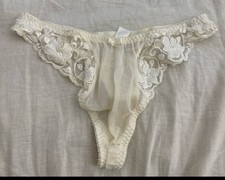 Y2k Vintage 99 Victoria's Secret Floral Embroidered Mesh Thong Panties Large