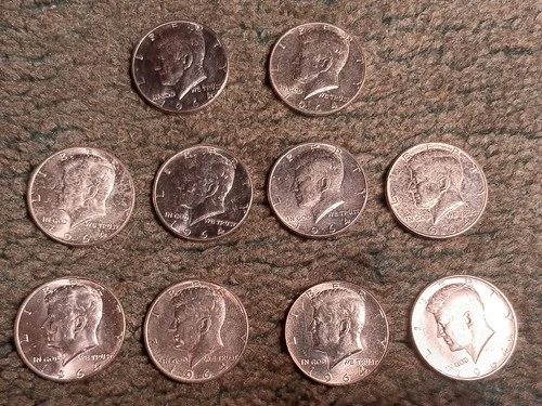 Silver Kennedy Half Dollar 10  1964 P Gem BU