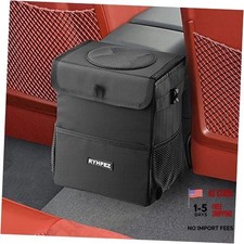 Car Trash Can with Lid - Leakproof Garbage Bin Car Organizer Large Black 