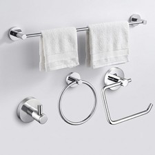 4pc Bathroom Accessory Set, Rustproof Stainless Steel Towel Rack  Hook Set