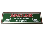 Vintage Sinclair Gasoline Sign - No Smoking Warning Gas Pump Porcelain Sign