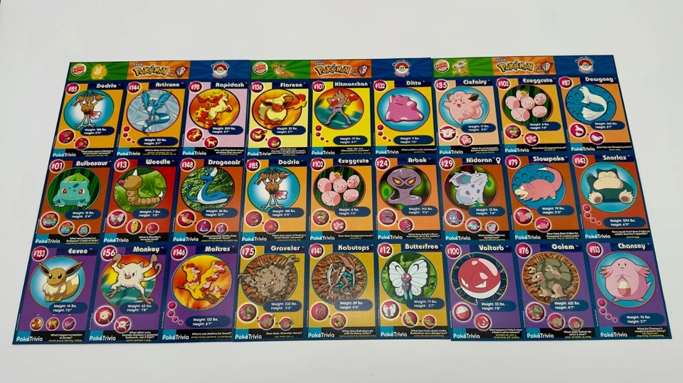 1999 Burger King Pokemon movie Poketrivia uncut sheets complete set - Image 3 of 4