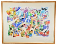 DIANE TANCHAK Original Vintage Signed Abstract Mixed Media Collage Oil Painting