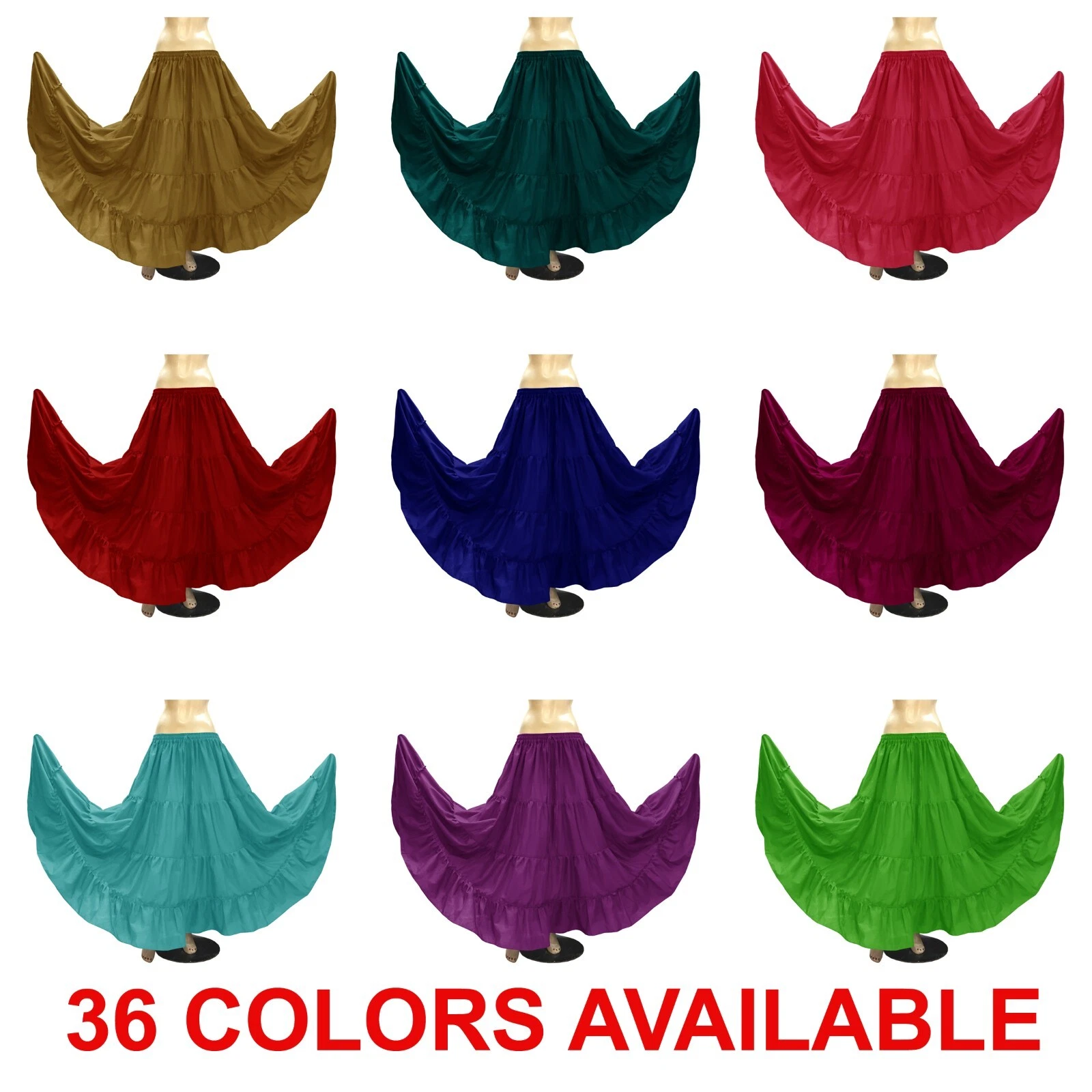 Women Cotton 4 Tiered 6 Yard Skirt Maxi Belly Dance Gypsy Flamenco Tribal Jupe
Opens in a new window