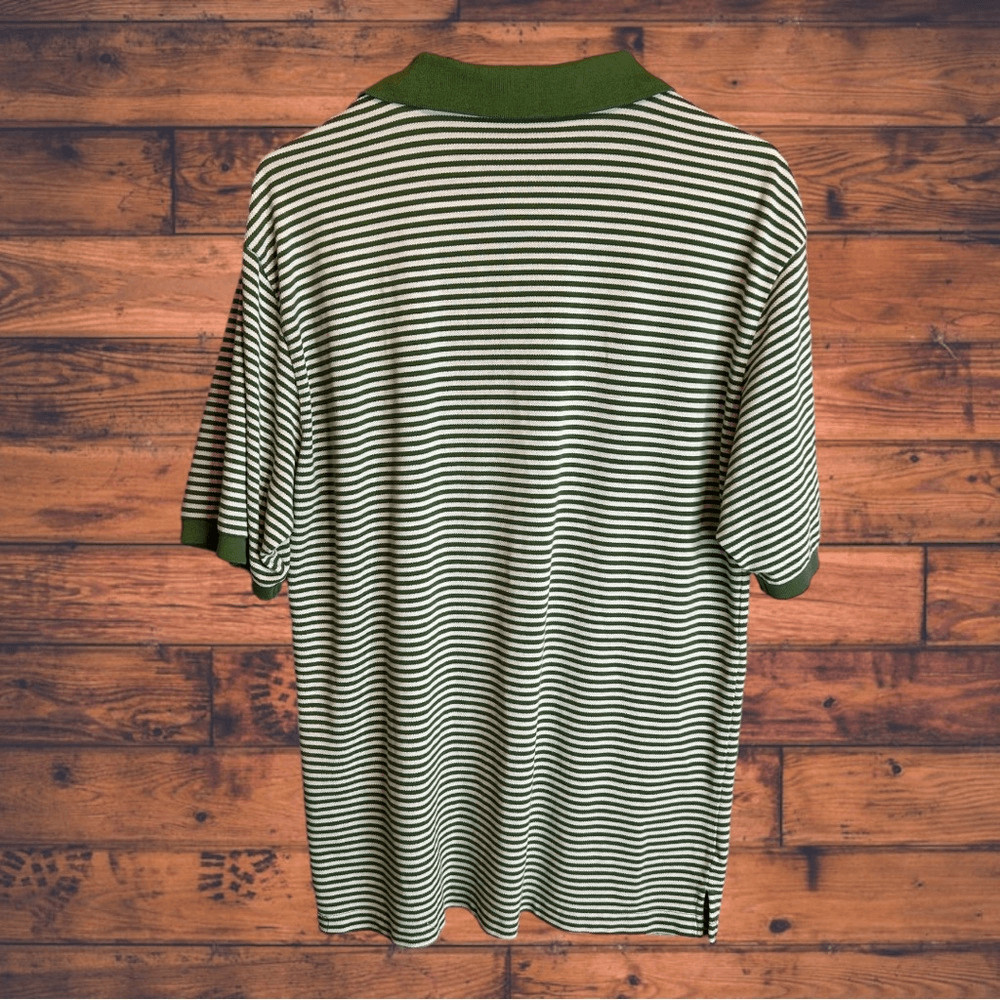 Large Basic Editions Striped Green Polo Shirt - image 2