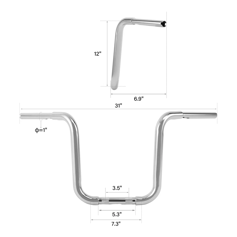 Manillar colgante Ape de 12" de elevación 1 1/4" apto para Harley Heritage Softail Sportster Foto 2 de 4