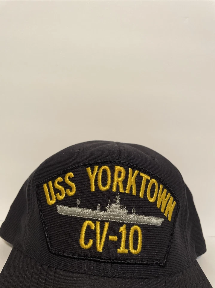 Vintage USS YORKTOWN CV-10 Patch Navy Blue Snapback Hat - Image 2 of 4