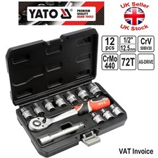 Yato Professional 12 pcs Ratchet Socket Set 1/2" Tools Toolbox  YT-38671