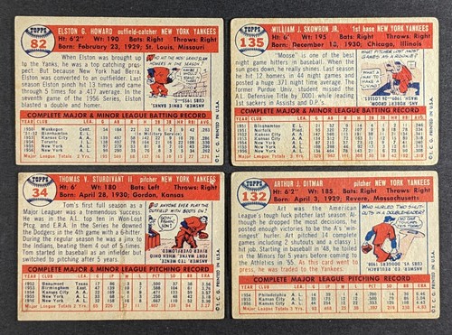 1957 Topps Baseball New York Yankees Lot 4 Cards - Picture 2 of 3