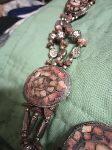 Vintage designer chain BELT tortoise gems Cara NY boho Gypsy Indy beaded hippie - Picture 10 of 12