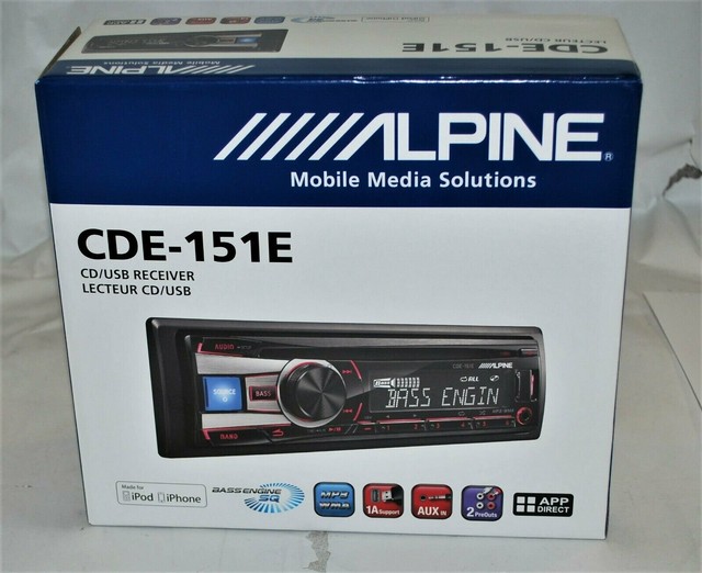 Alpine CDE151E Single DIN InDash CD/AM/FM/Digital Media Car Stereo