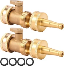 High Pressure Hose Nozzle with Hose Shutoff Valve, Brass Heavy Duty Spray Nozzle