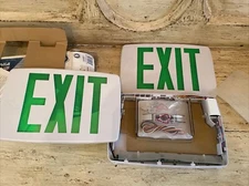 Lithonia Emergency Exit Sign Green Lettering Untested Open Box