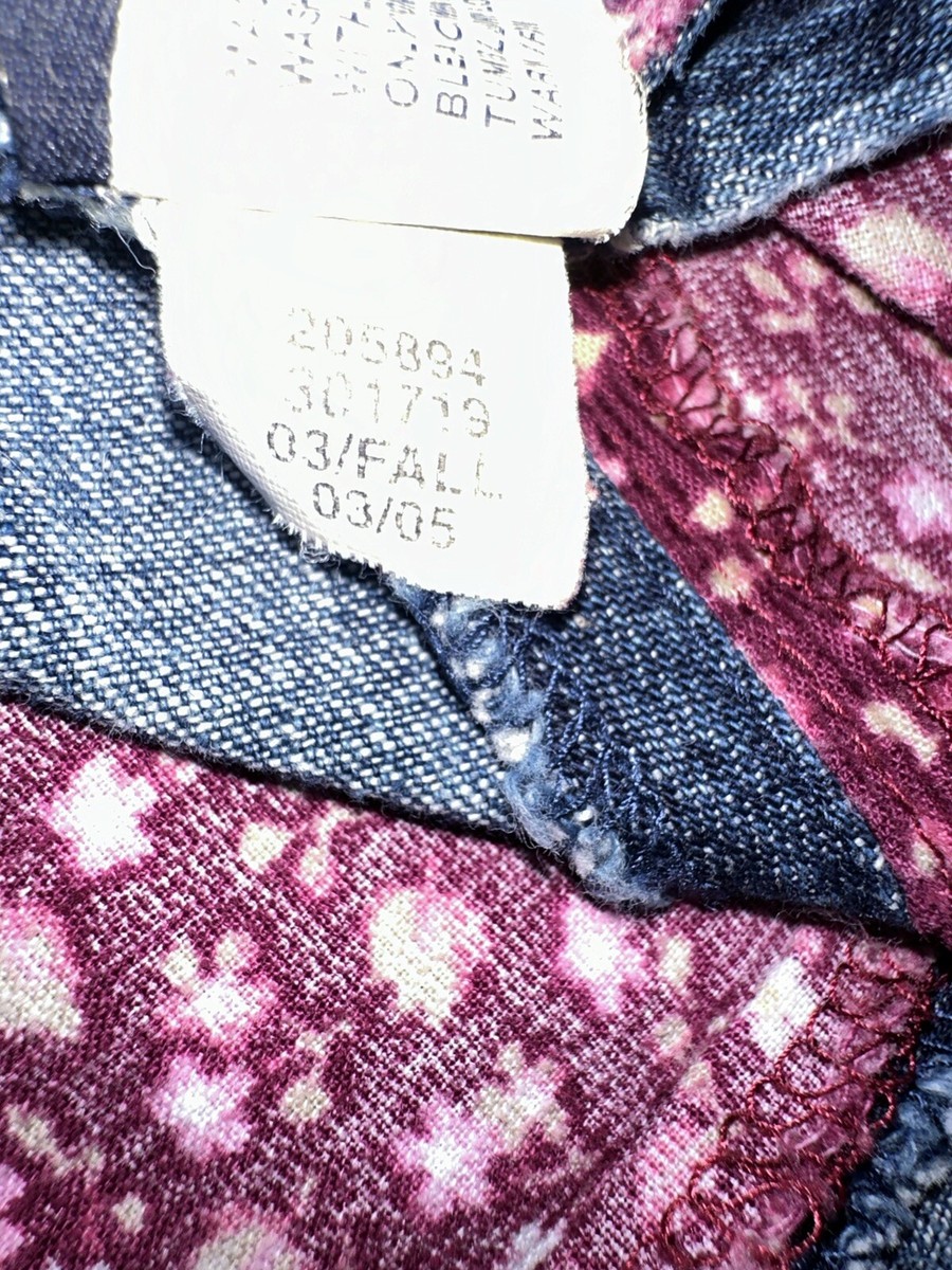 Vtg Gap Kids Y2K Jean Denim Corduroy Skirt Patchwork Boho Floral 5