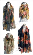Fashion Scarf with Vintage Rose Flower Pinter Pattern Scarf 