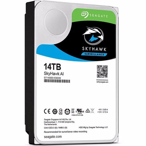 Seagate ST14000VE0008 SkyHawk AI 14TB HDD 3.5" 7200rpm SATA Hard Drive - Afbeelding 3 van 4
