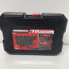 Powerbuilt 18 Pc 1/2" Drive SAE Impact Socket Set, Chrome Moly Steel - 940837