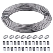 100FT Stainless Steel Cable Wire Rope Aircraft Cable Railing Decking Kit,1/8,7x7