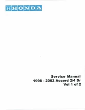 1998 1999 2000 2001 2002 Honda Accord Shop Service Repair Manual Book OEM Guide