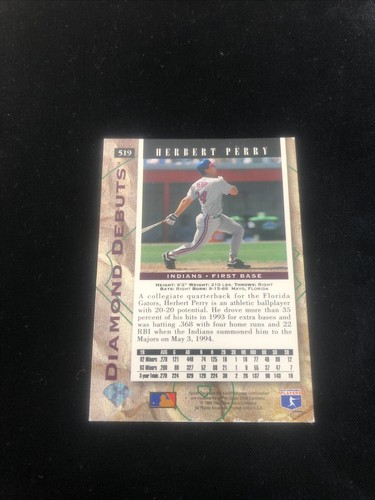1994 Upper Deck - Electric Diamond #519 Herb Perry (RC) - Picture 2 of 2