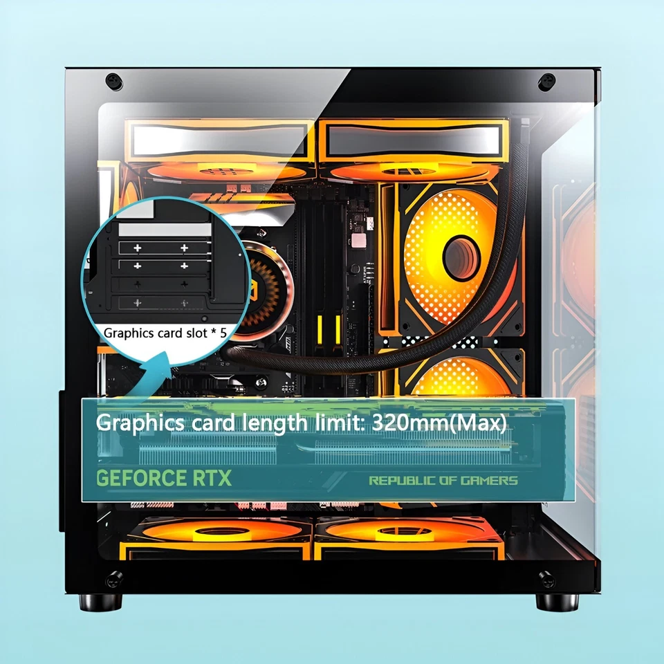 Cool Gaming Pc Case Desktop Transparent Computer Case - Image 3 of 4