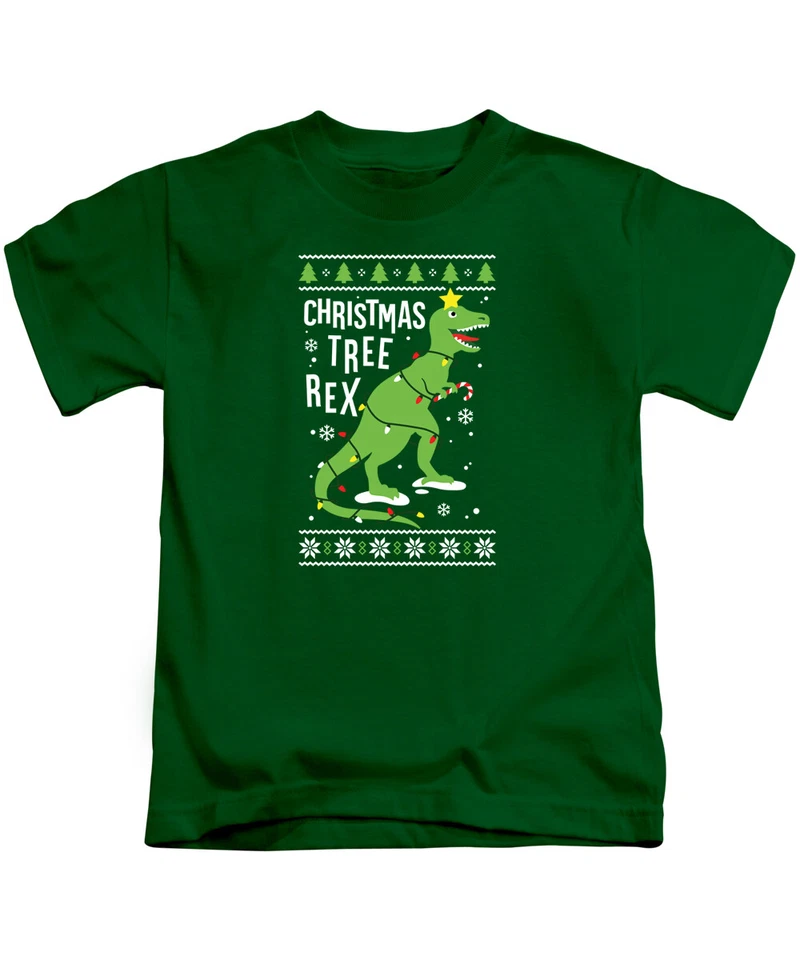 Christmas Tree Rex Kids Christmas T-Shirt Tee Top Funny Childrens Xmas (New) - Image 3 of 3