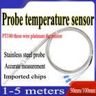 PT100 RTD Temperature Sensor Probe -50-400℃ 50/100mm 1-5meter Cable Thermocouple