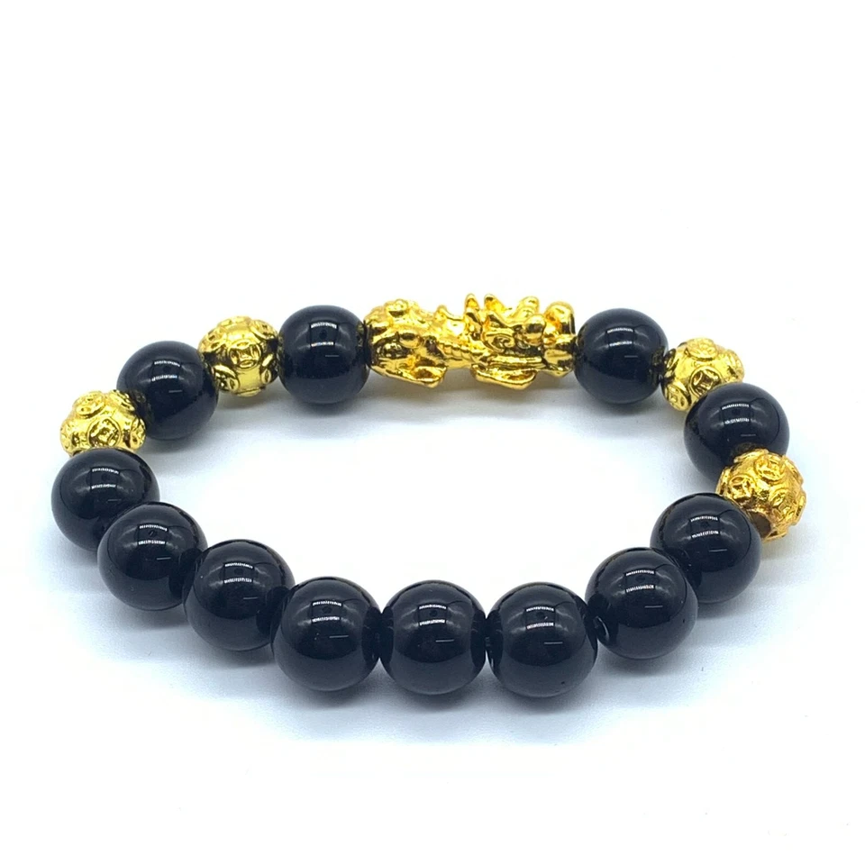 Pulsera 2 piezas Feng Shui 10 mm Cuentas Negras Dragón Pi Xiu Pi Yao Única Atraer Suerte Foto 3 de 4