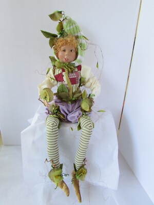 Whimsical Woodland Spring Summer Pixie Elf Doll Shelf Sitting Doll Decoration 