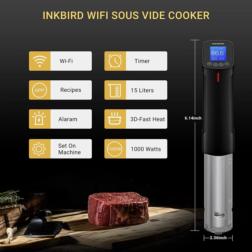 Inkbird Sous Vide Precision Cookers WiFi Circolatore Temperatura Timer Controllo - Immagine 4 di 4