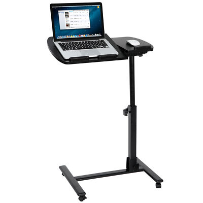 Rolling Laptop Desk Height Adjustable Angle OverBed Food Sofa Tray Table Stand