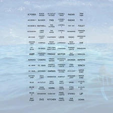 96 CLEAR / Black Letter Boat Marine Panel Switch Gauge Label Sticker Decal Pack
