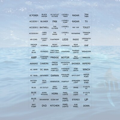 96 CLEAR / Black Letter Boat Marine Panel Switch Gauge Label Sticker Decal Pack