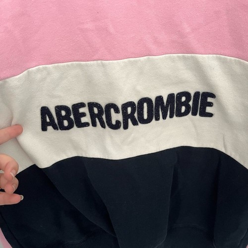 Abercrombie Kids Pink Black White Crewneck Sweater Girls 11/12 - Picture 2 of 5