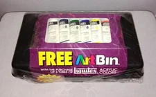1992 LIQUITEX ACRYLIC ARTIST COLORS PAINT SET AND ART BIN TOOL BOX