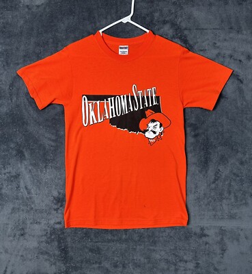 Vintage Oklahoma State Cowboys Shirt Size Small OSU Orange College Tee Graphic