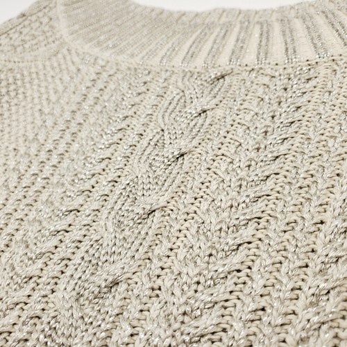 Ralph Lauren White Cable Knit Jumper Women's Medium UK 10-12 Metallic Boat Neck - Picture 3 of 16