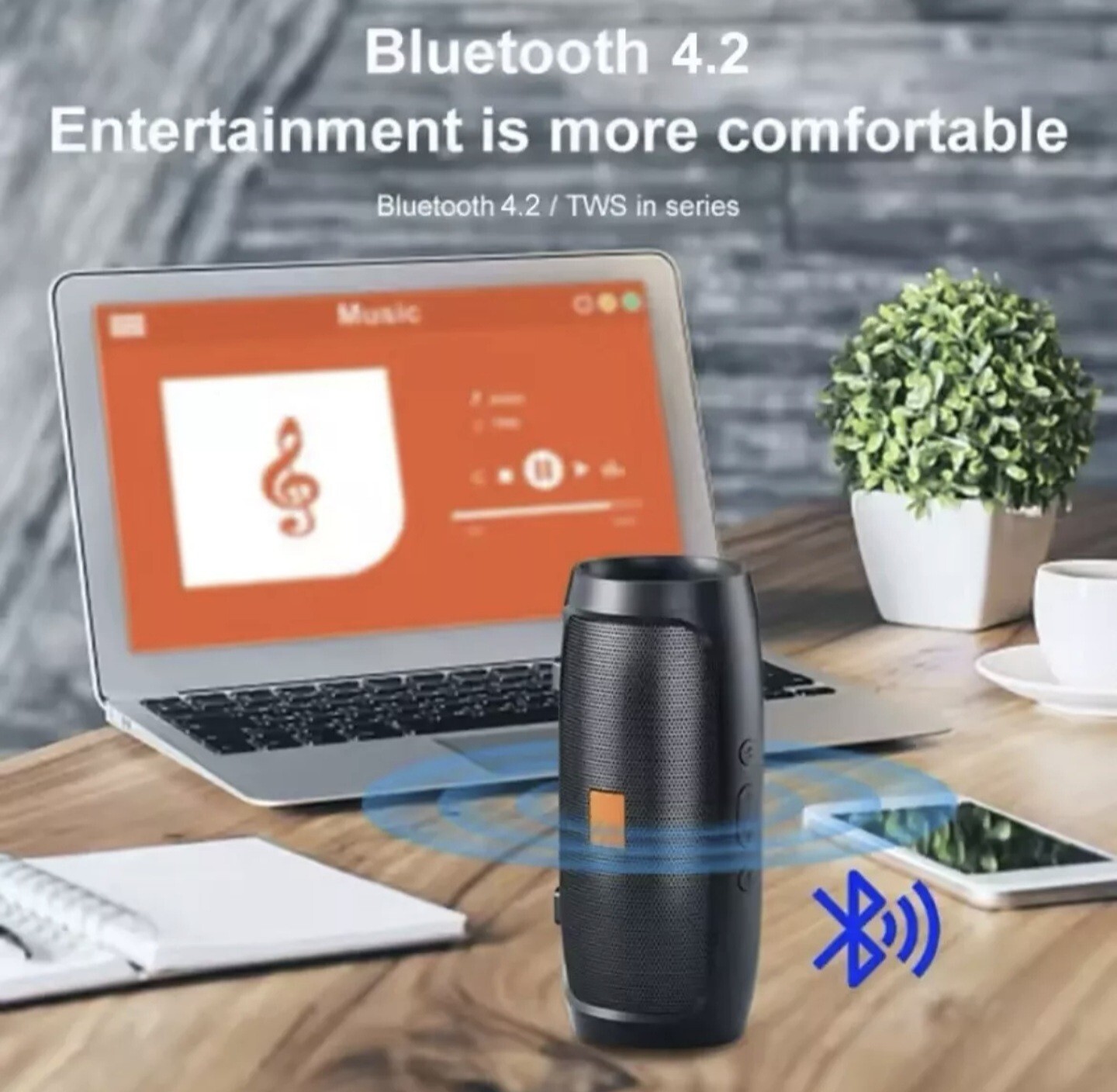 Enceinte Bluetooth portable compacte noire de 10W pour smartphone