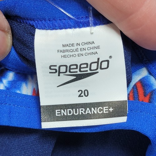 Speedo Swimsuit Youth 20 One Piece Endurance Plus Flyback Racing Cut Patriotic - Picture 9 of 12