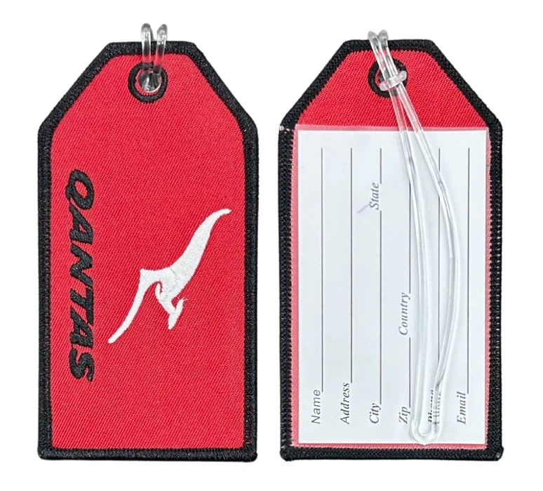 13055 QANTAS AIRWAYS AUSTRALIA AIRLINE AVIATION EMBROIDERED LUGGAGE BAG TAG