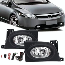 For 2006 2007 2008 Honda Civic 4Dr Sedan Bumper Fog Lights Lamps w/Wiring Switch
