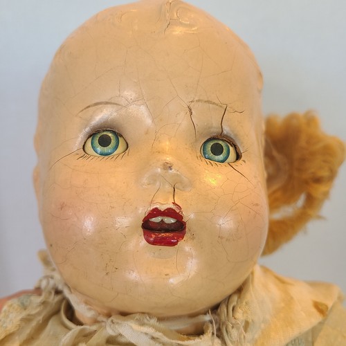 Antique 1930s? Composition Baby Doll Blue Eyes Open And Close Cloth Torso 20" - Picture 4 of 19