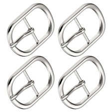 4Pcs 0.94" Single Prong Belt Buckle Oval Center Bar Buckle for DIY
