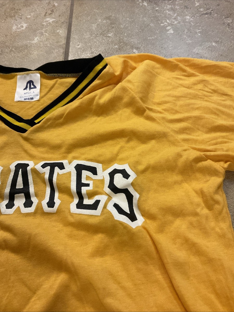 VINTAGE Pittsburgh Pirates Jersey Shirt Adult L Yellow Spell Out