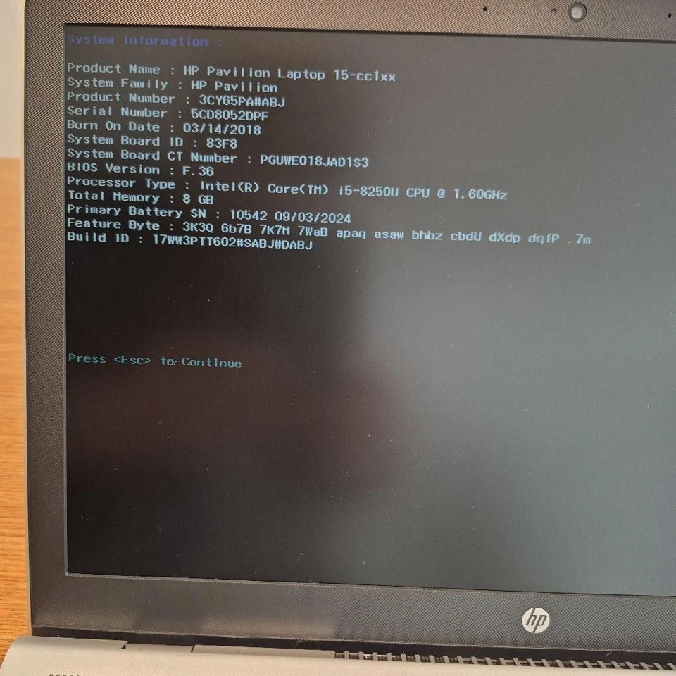 HP PAVILION 15-cc109TU Intel Core i5-8250U SSD 128GB HDD 1TB RAM 8GB Win 11 Home - Image 2 of 4