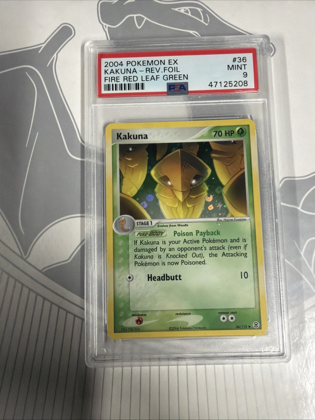 Kakuna 36/112 Rev Foil PSA 9 Mint Fire Red Leaf Green Pokemon Ex 2004