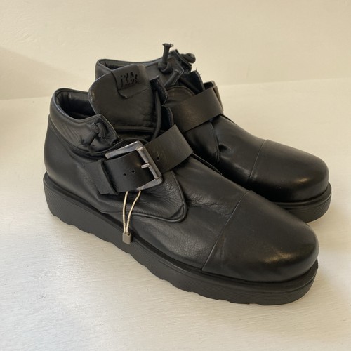 IXOS Black Leather Chunky Ankle Boots Sneakers - As New - Size 41 EUR - Italy